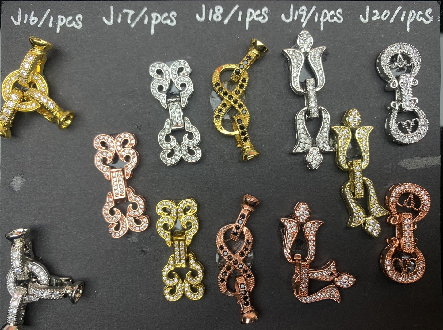 J Section Copper Plating Micro Mounted Zirconium Crystal Bracelets Charm & Spacer