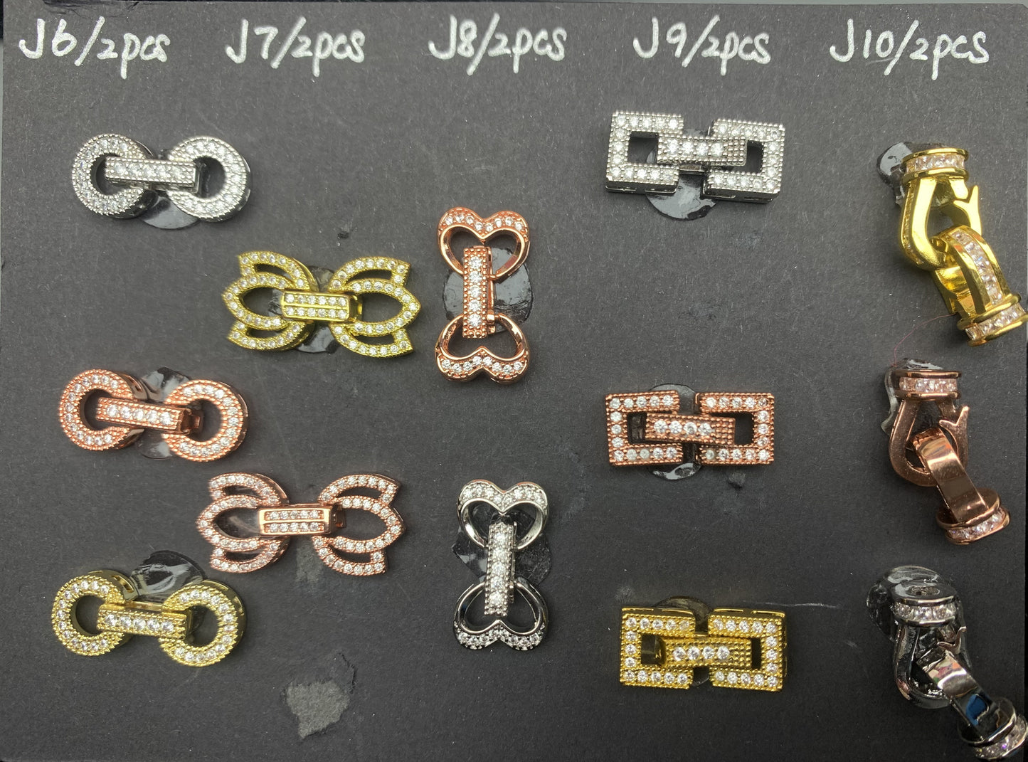 J Section Copper Plating Micro Mounted Zirconium Crystal Bracelets Charm & Spacer