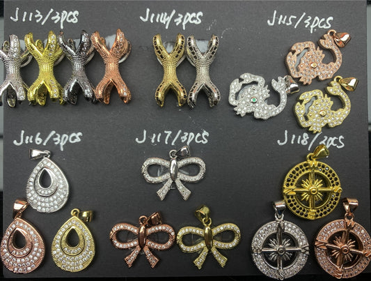 J Section Copper Plating Micro Mounted Zirconium Crystal Bracelets Charm & Spacer