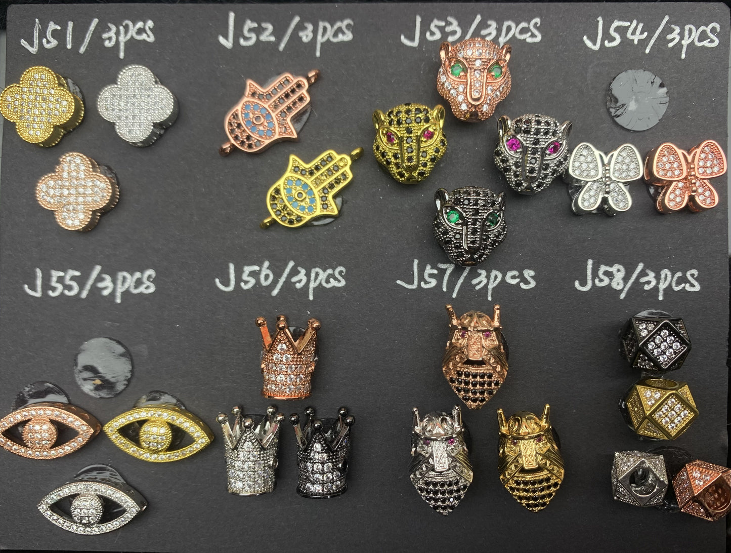 J Section Copper Plating Micro Mounted Zirconium Crystal Bracelets Charm & Spacer