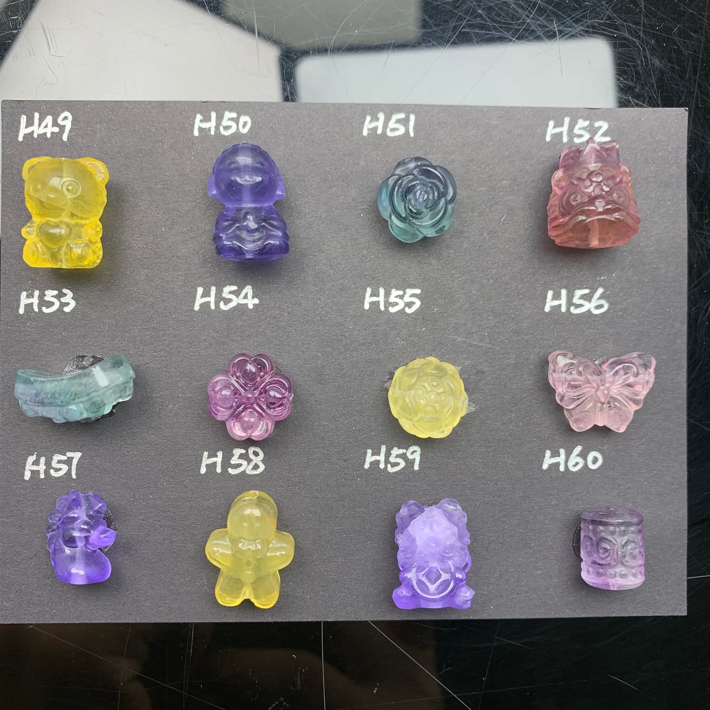 H Lovskaya Crystal Charm,Spacer Carving