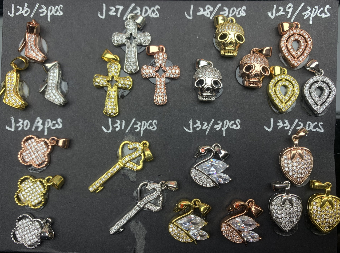 J Section Copper Plating Micro Mounted Zirconium Crystal Bracelets Charm & Spacer
