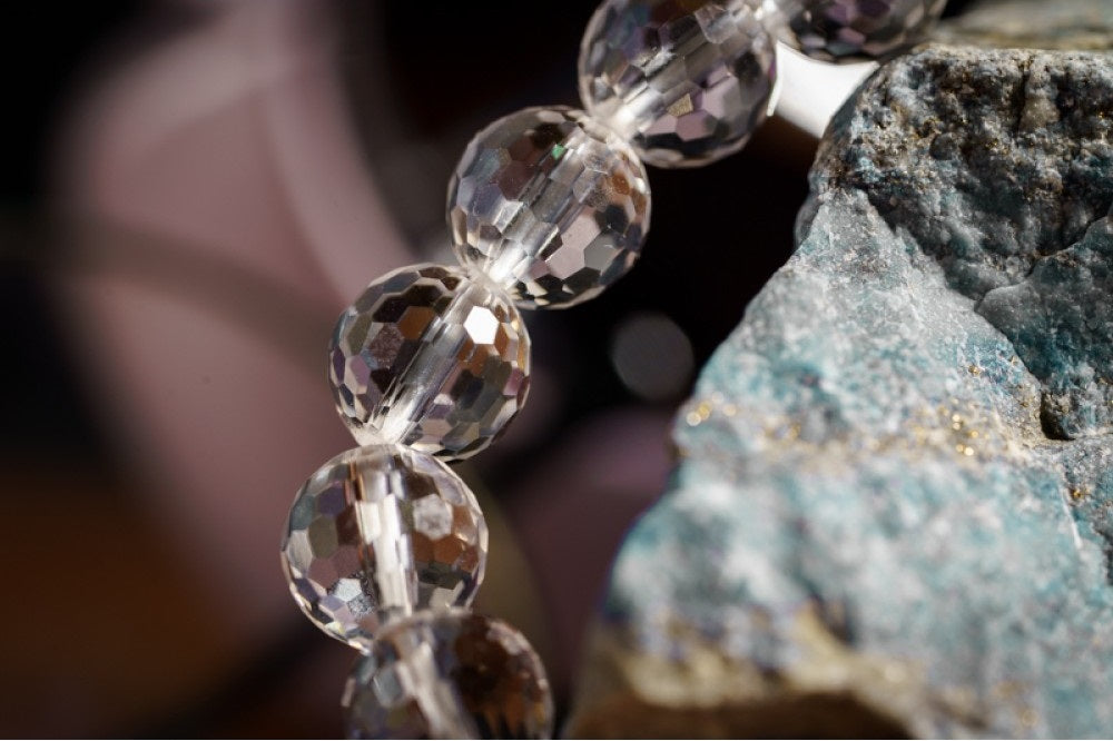 Faceted Clear Quartz (Disco Ball) Bracelet