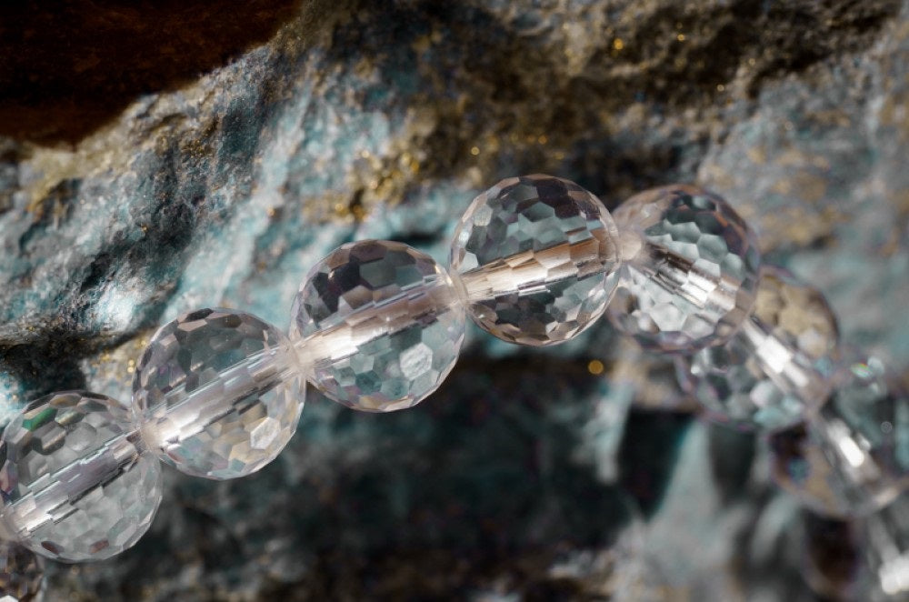 Faceted Clear Quartz (Disco Ball) Bracelet