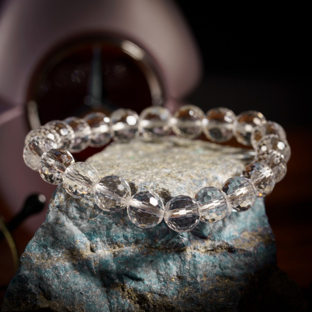 Faceted Clear Quartz (Disco Ball) Bracelet