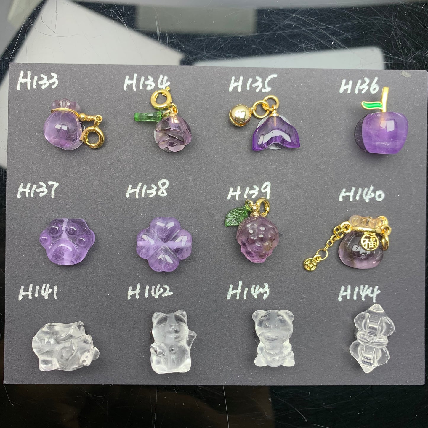 H Lovskaya Crystal Charm,Spacer Carving