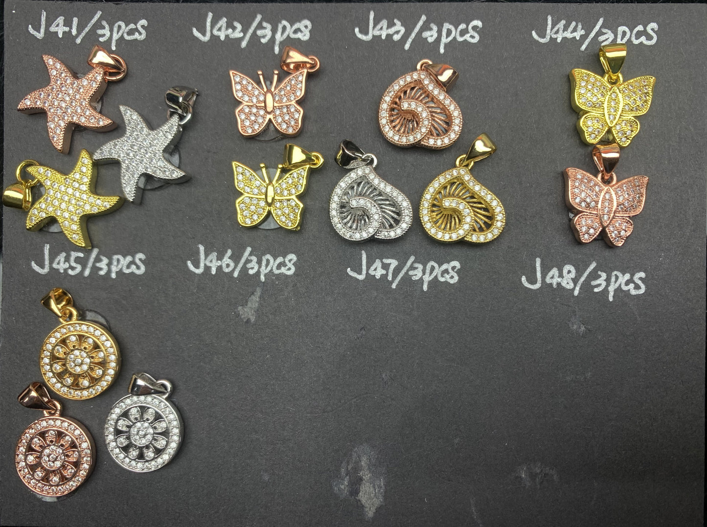J Section Copper Plating Micro Mounted Zirconium Crystal Bracelets Charm & Spacer