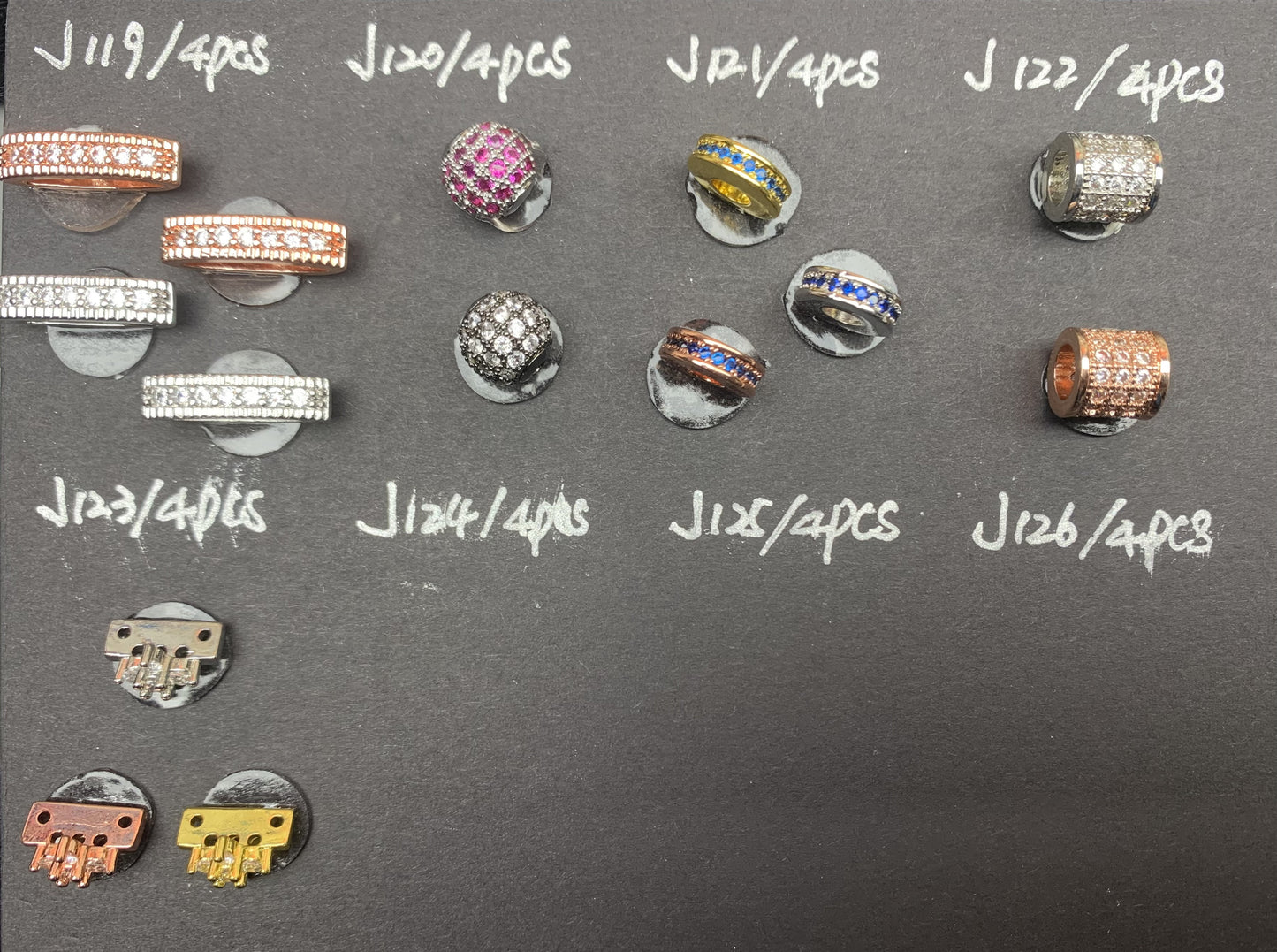 J Section Copper Plating Micro Mounted Zirconium Crystal Bracelets Charm & Spacer