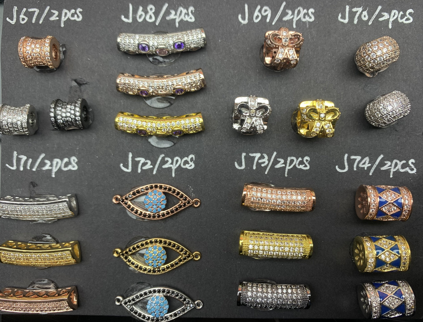 J Section Copper Plating Micro Mounted Zirconium Crystal Bracelets Charm & Spacer