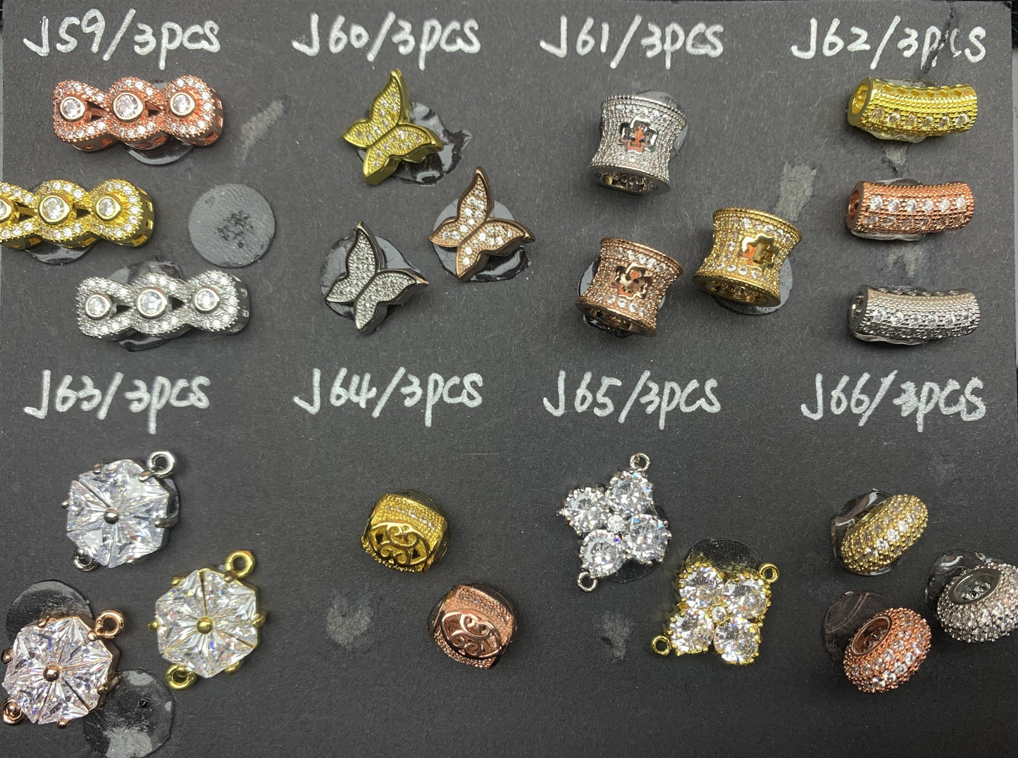 J Section Copper Plating Micro Mounted Zirconium Crystal Bracelets Charm & Spacer