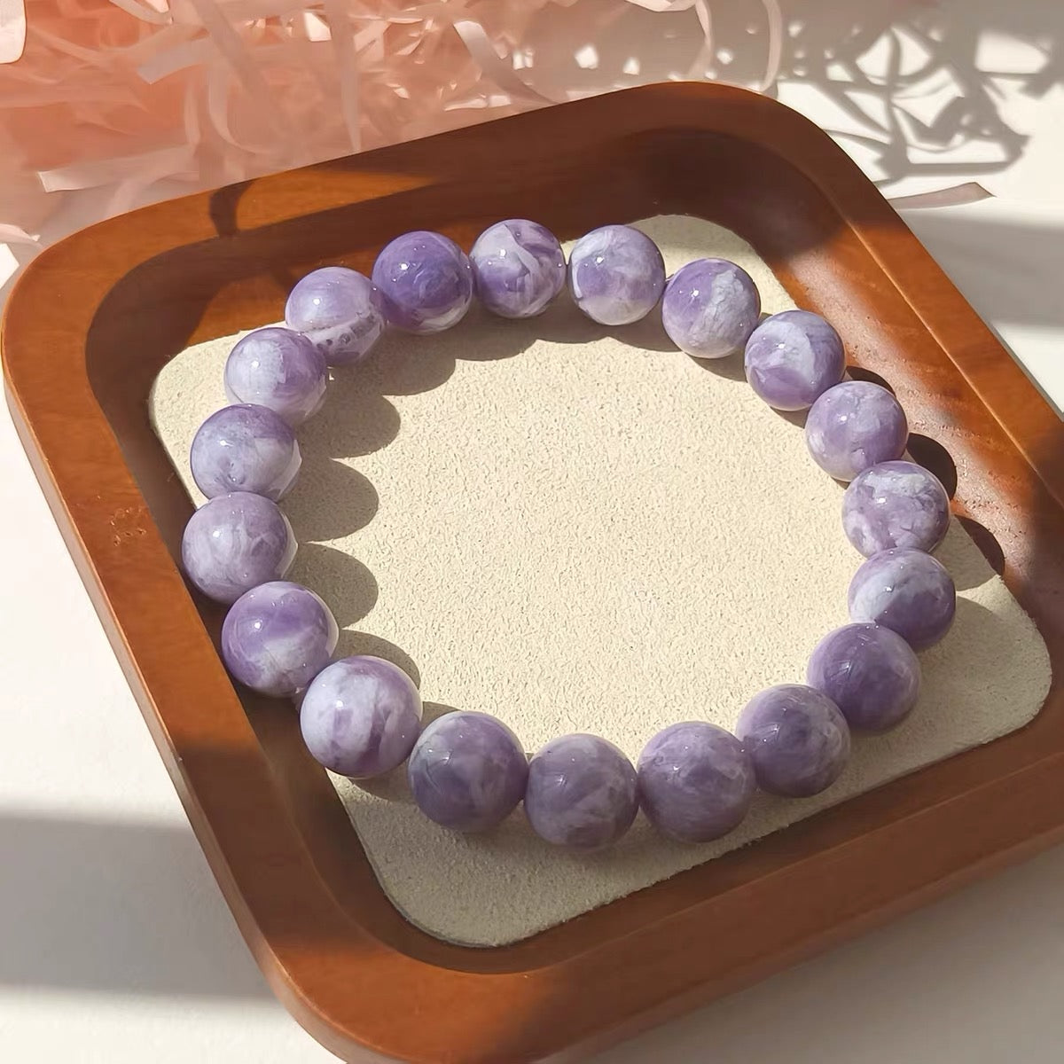 Cream Violet Quartz Bracelet